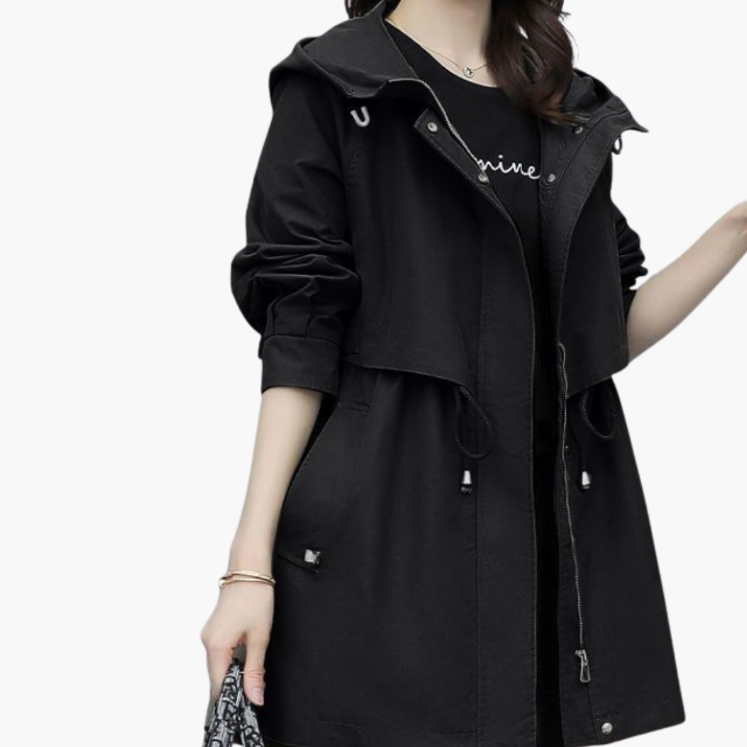 Manteau trench pour femmes avec capuche et taille ajustable