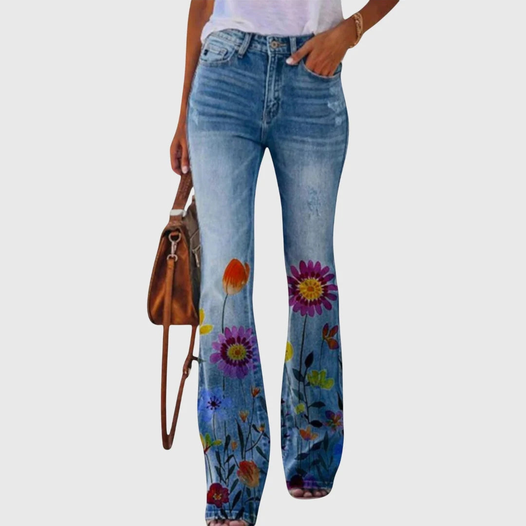 Nicole | Jeans Skinny Imprimé Fleurs pour Femmes