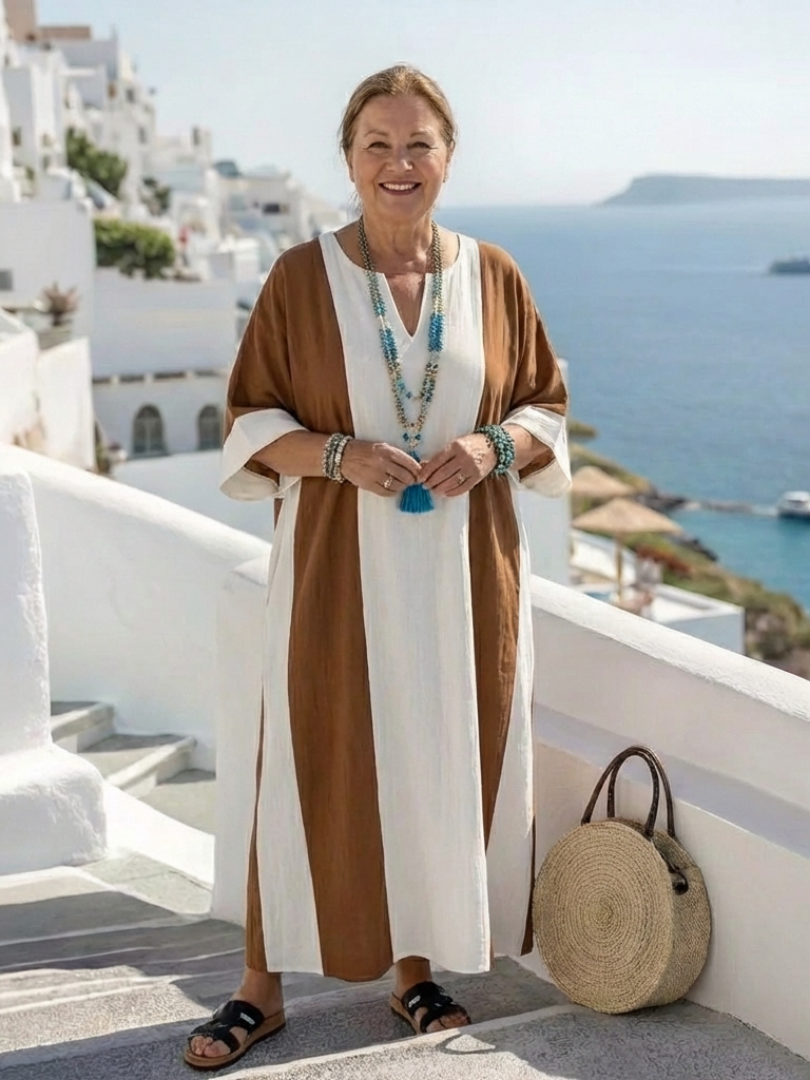 Calindra | Robe Maxi Femme Colorblock Détente Confort