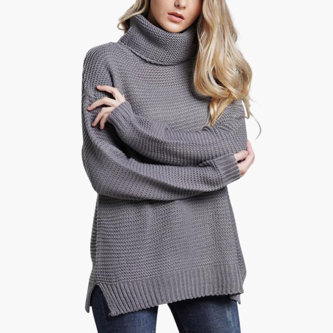 Pull femme à col roulé et manches longues