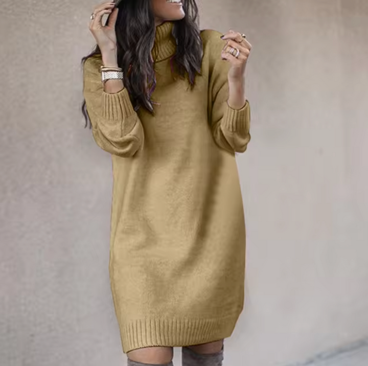 Robe pull col roulé pour femmes | Manches longues