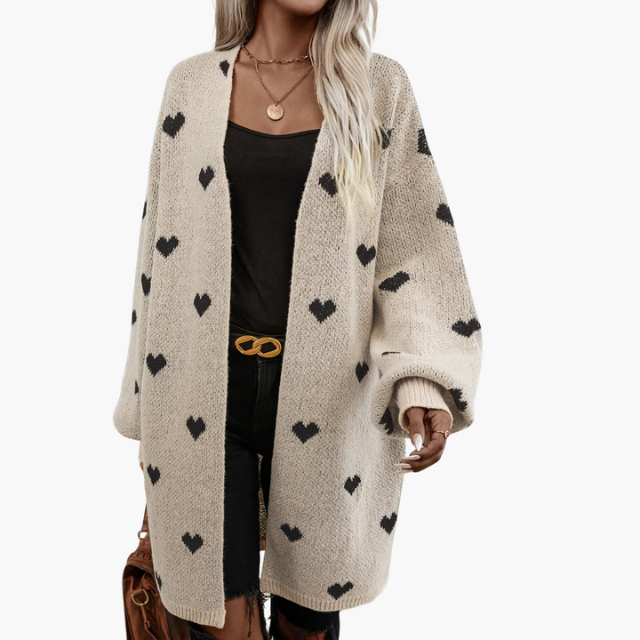 Cardigan pour femmes avec devant ouvert et motif en cœur