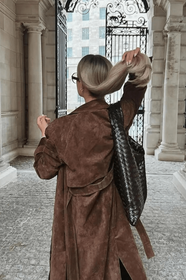 Greta | Manteau Trench Long pour Femmes en Suède Vegan – Manteau en Aspect Suède 2026