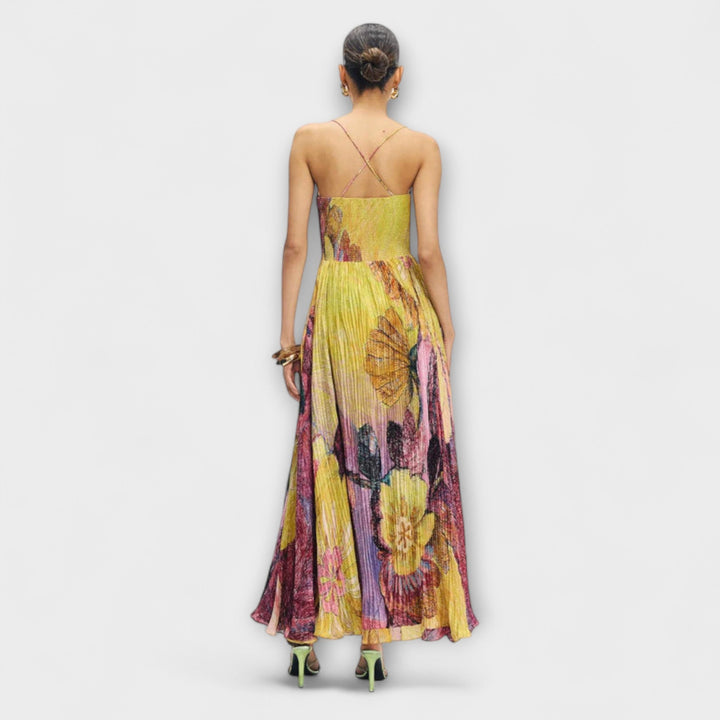 Kiara - Robe maxi avec un motif Ikat saisissant