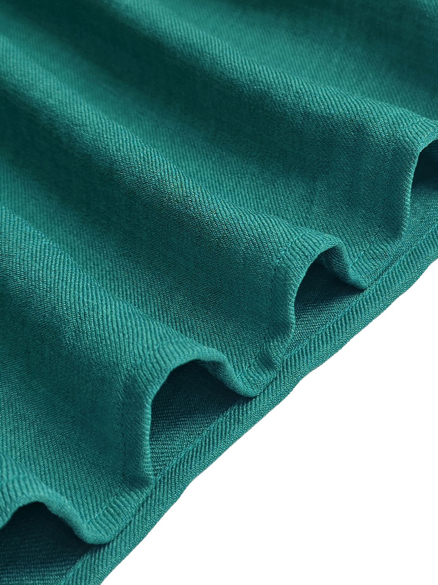 Robe mi-longue ample à manches chauve-souris, à poches, à décolleté en V profond, couleur unie
