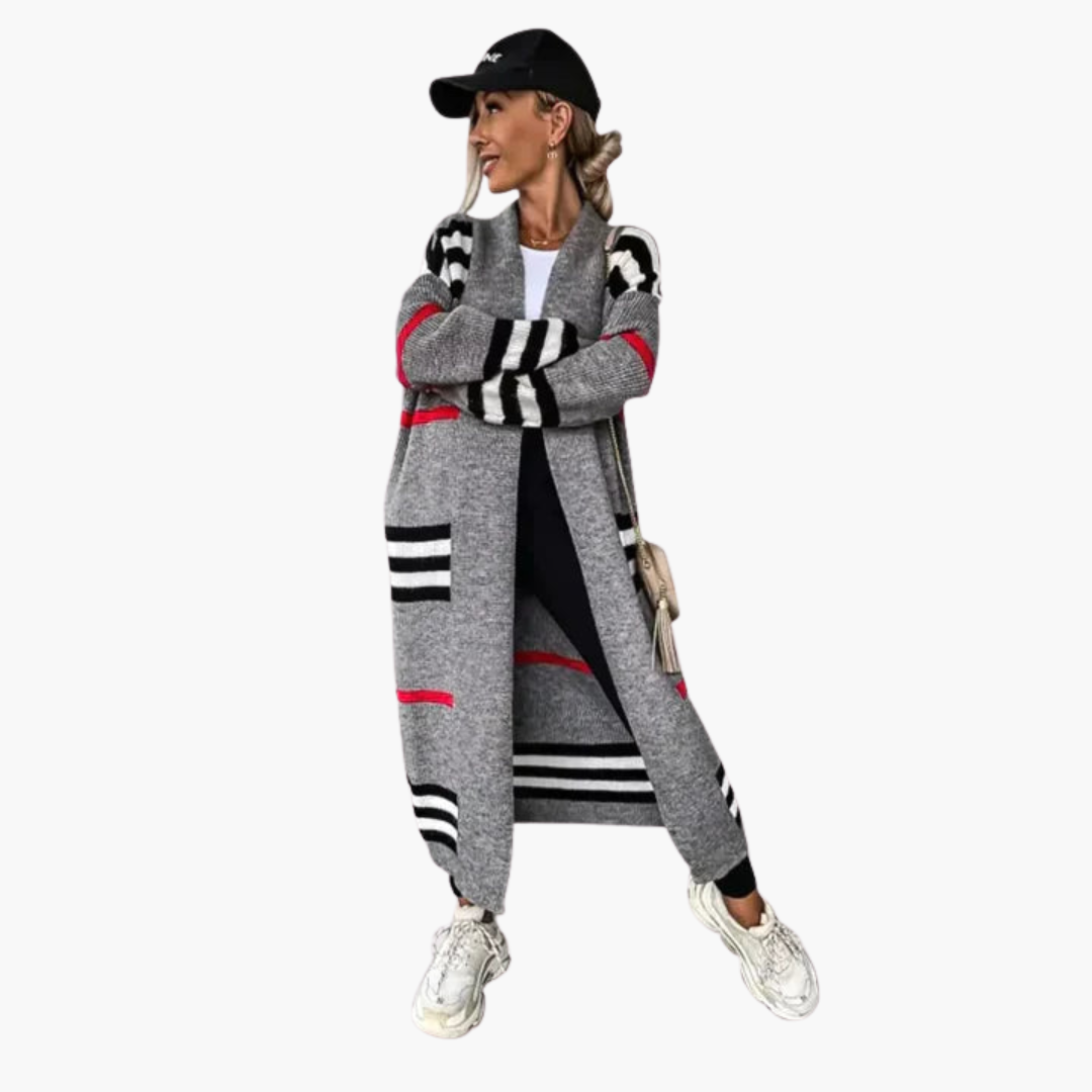 Cardigan Long pour Femmes avec Rayures