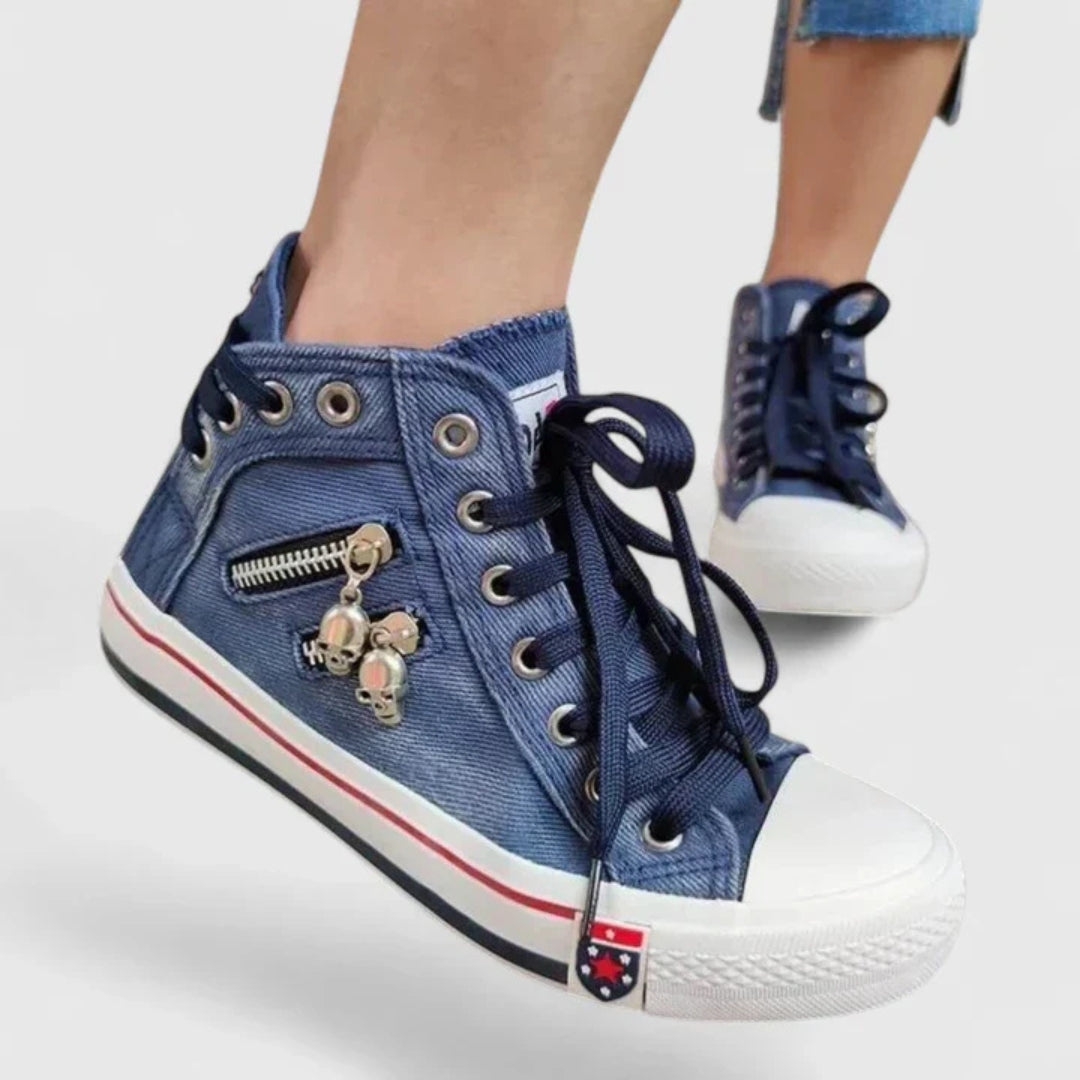 Michaela | Baskets en denim pour femmes à tige haute