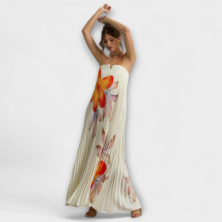 Michelle - Robe Maxi Sweetheart avec Fleurs d'Orange
