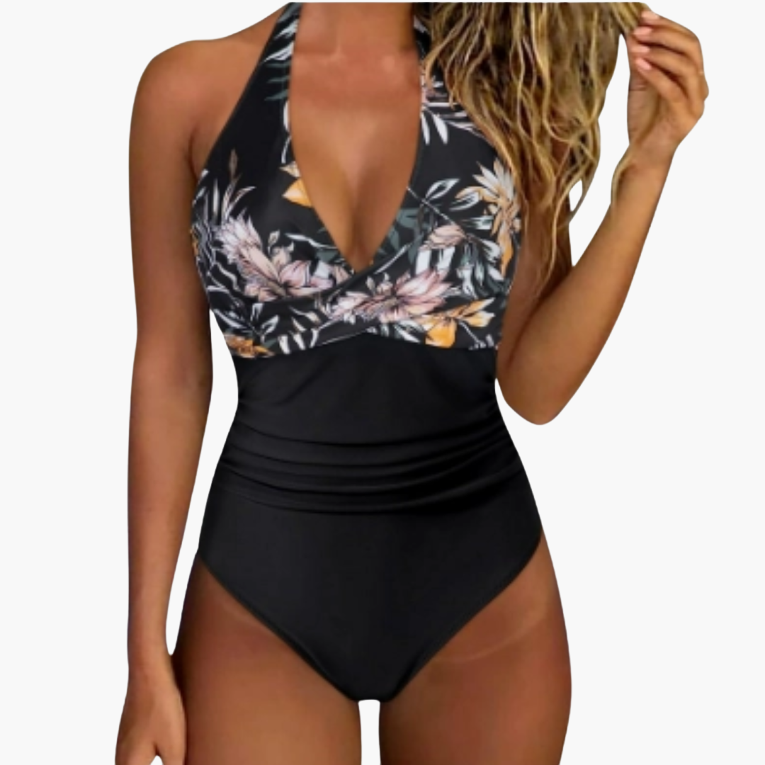 Maillot de bain d'été à carreaux - Une pièce pour femmes avec décolleté en V