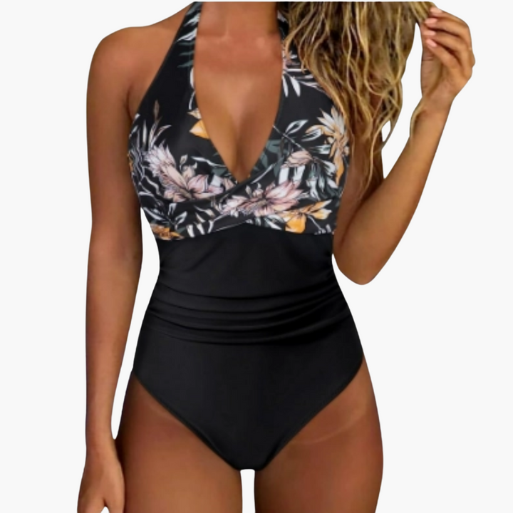 Maillot de bain d'été à carreaux - Une pièce pour femmes avec décolleté en V