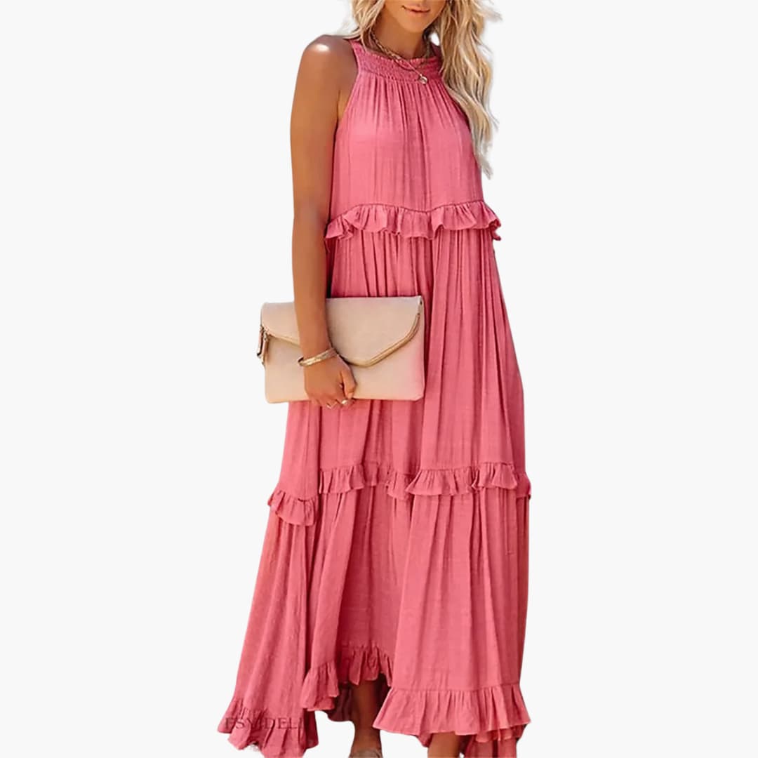Robe maxi à volants - Robe à volants pour femmes, élégante et légère
