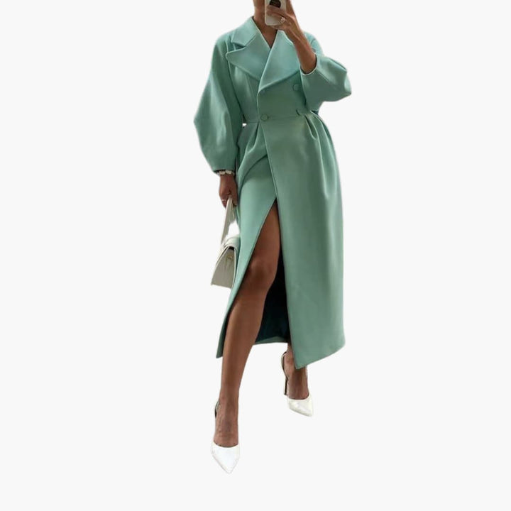 Manteau trench long avec revers pour femmes