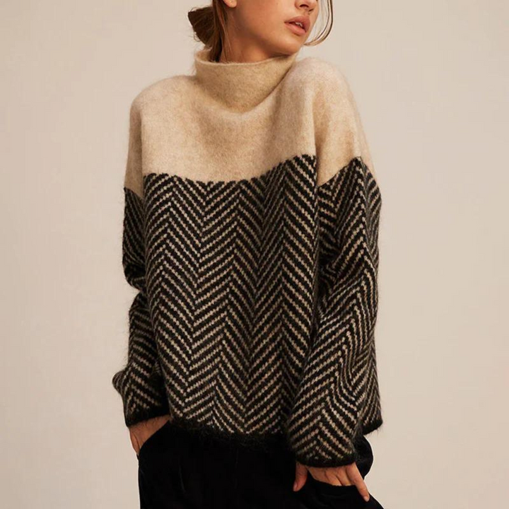 Chevron Luxe | Pull à col roulé stylé pour femmes