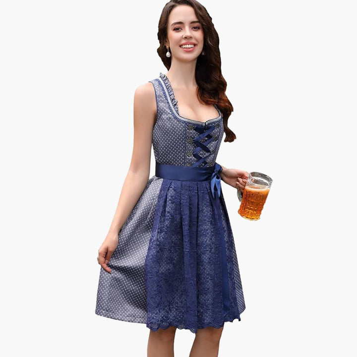 Robe dirndl avec tablier en dentelle pour femmes - Oktoberfest 2025