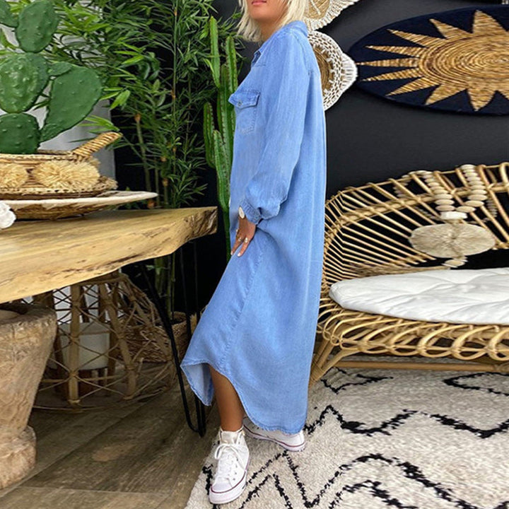 Yara | Robe maxi en jean à manches longues
