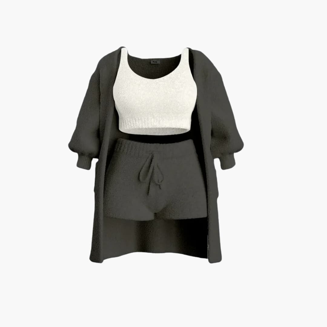 Ensemble de Loungewear - Tenue en Tricot 3 pièces avec Cardigan pour Femmes