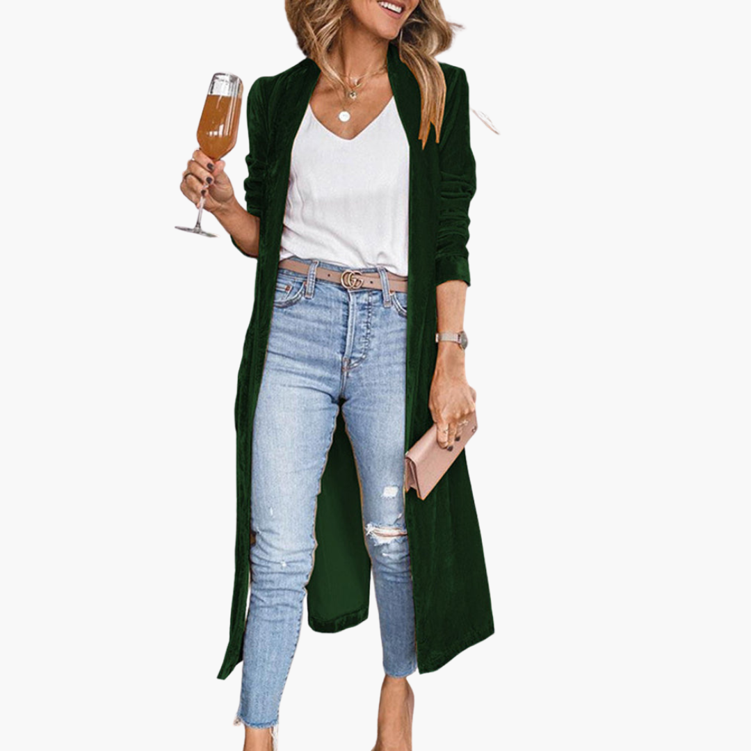 Gilet long pour femmes avec devant ouvert et manches longues