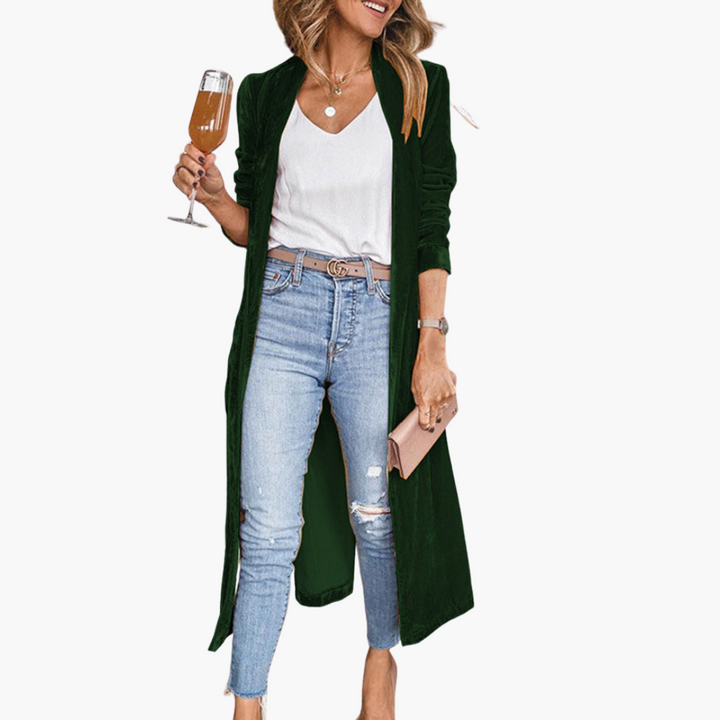 Gilet long pour femmes avec devant ouvert et manches longues