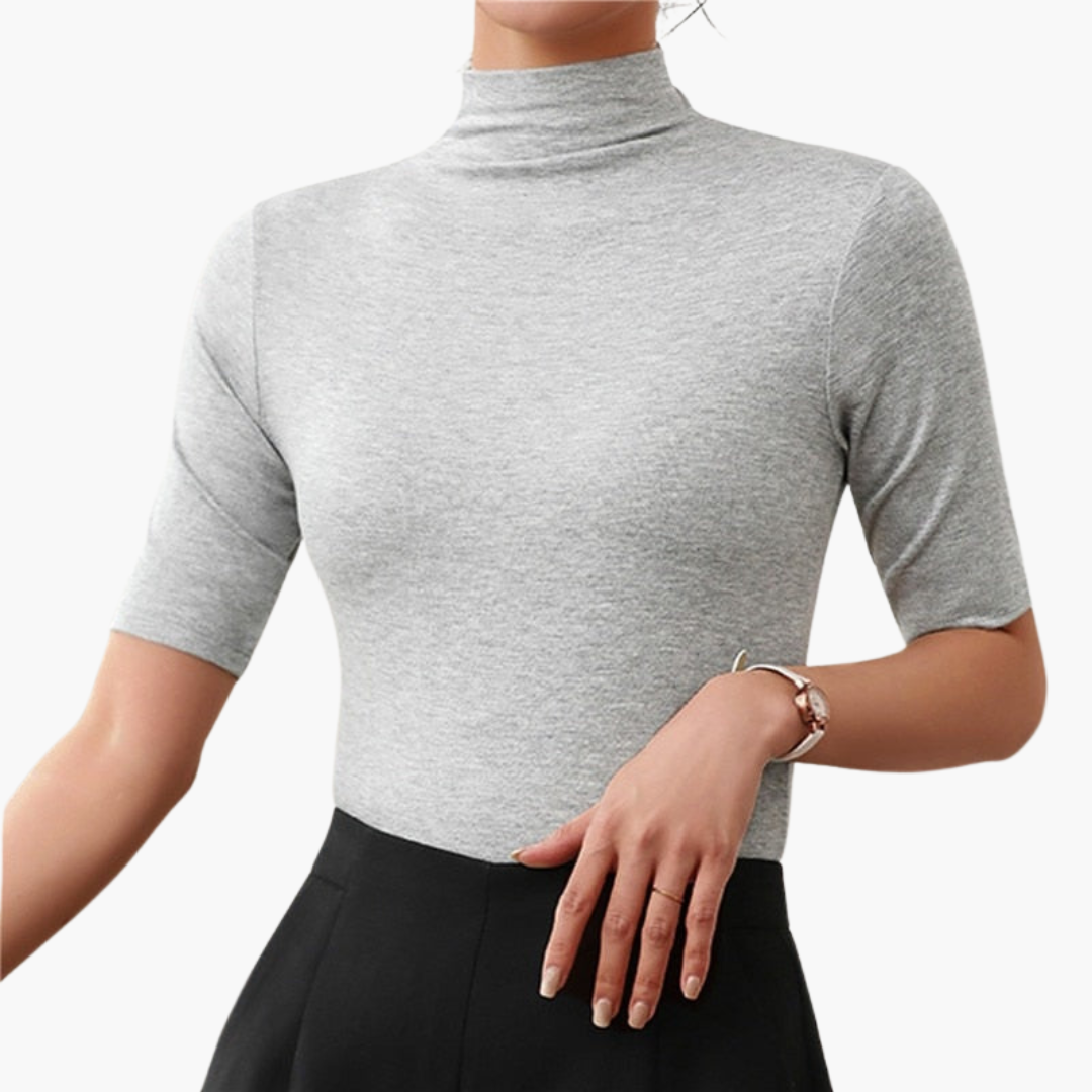 Pull à col roulé pour femmes avec demi-manches et design sans couture