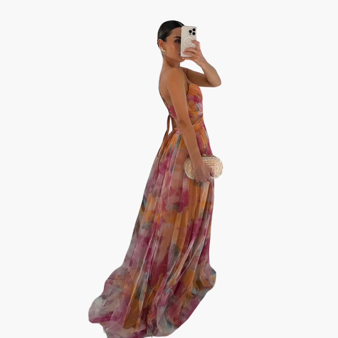 Robe Maxi Élégante pour Femmes avec - Motif Floral Glamour
