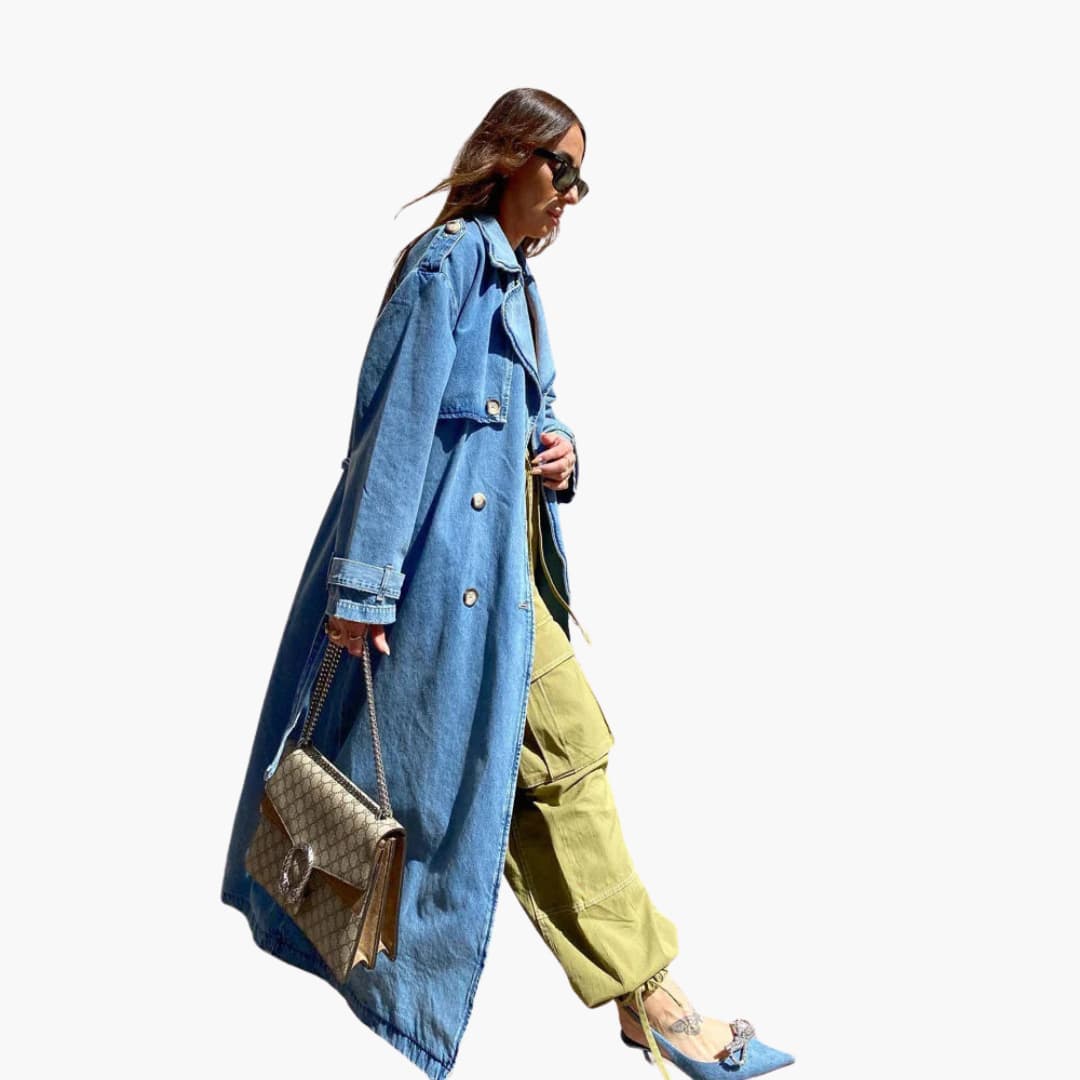 Trench-coat long avec ceinture pour femmes