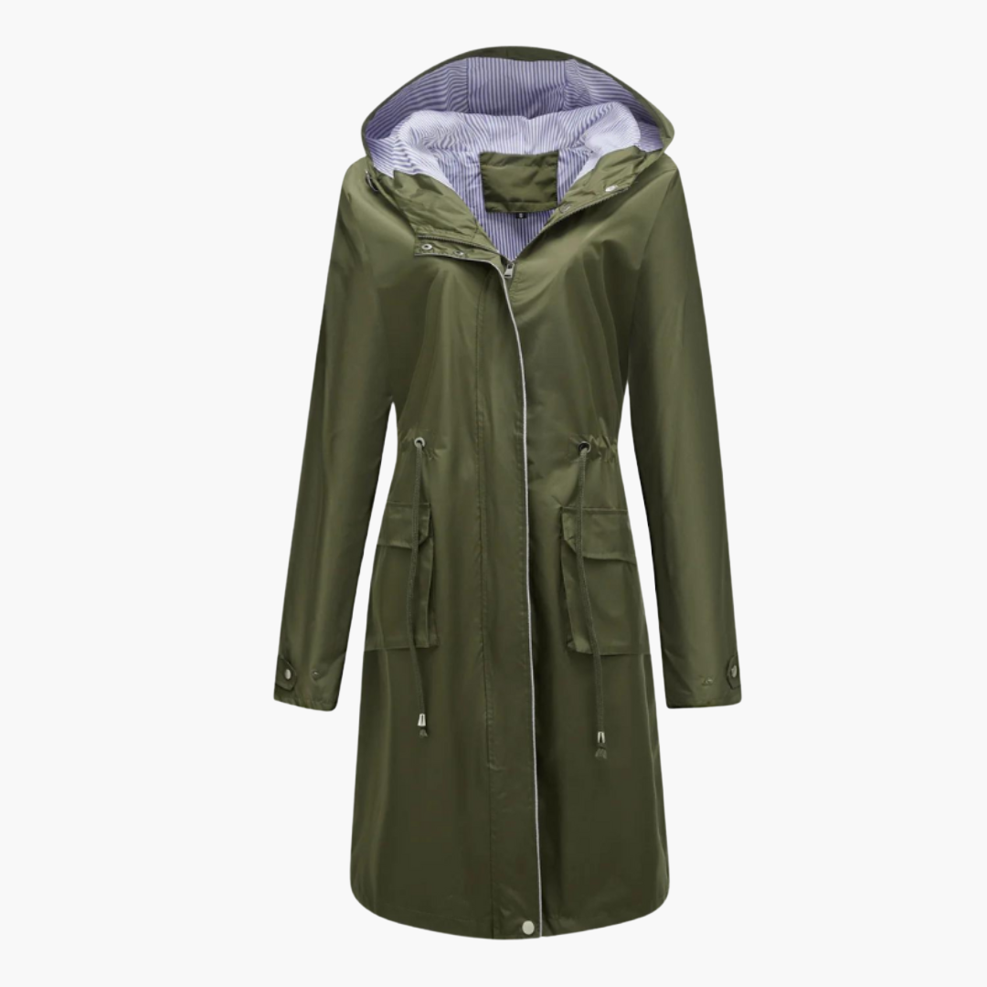 Manteau trench pour femmes avec capuche et poches avant