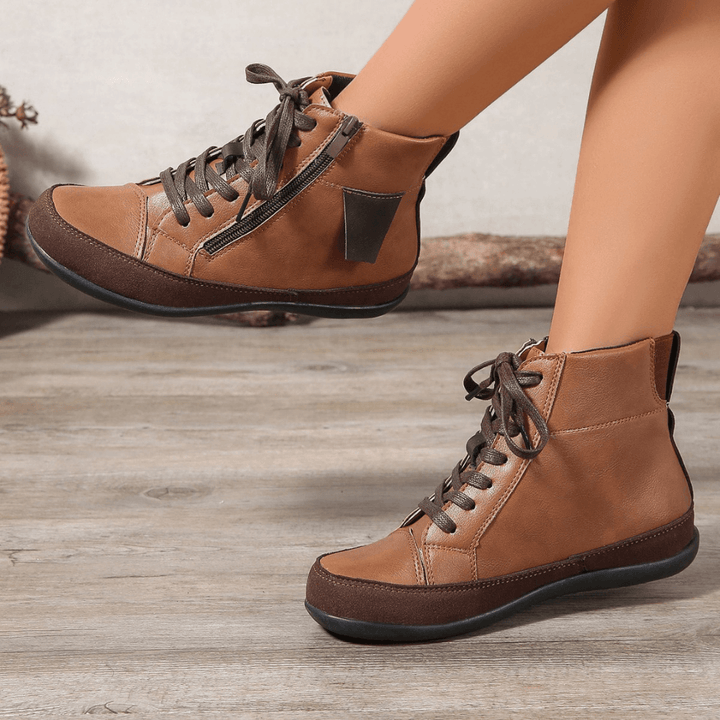 Bottes pour femmes Brielle avec lacets – Bottes élégantes jusqu'à mi-mollet avec fermeture éclair latérale