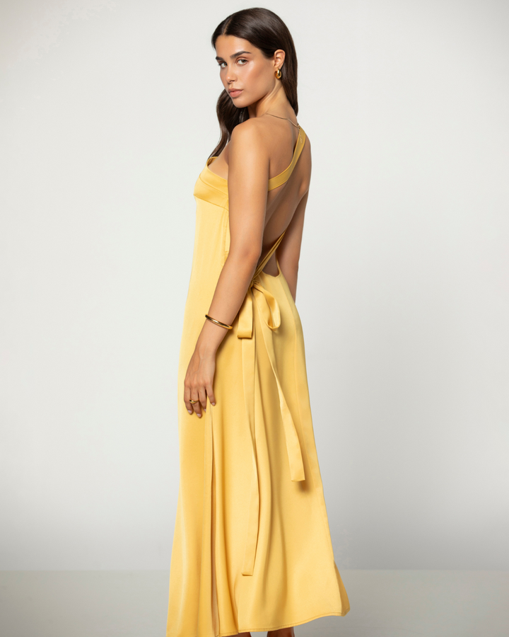 Kiara | Robe midi en satin asymétrique à une épaule