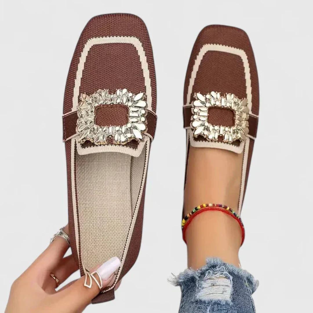 Doris | Mocassin à enfiler pour femmes avec boucle en cristal