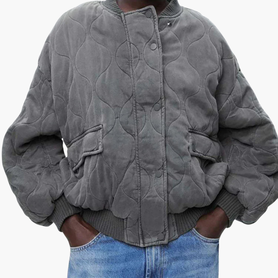 Veste matelassée pour femmes avec fermeture à boutons-pression et poches avant