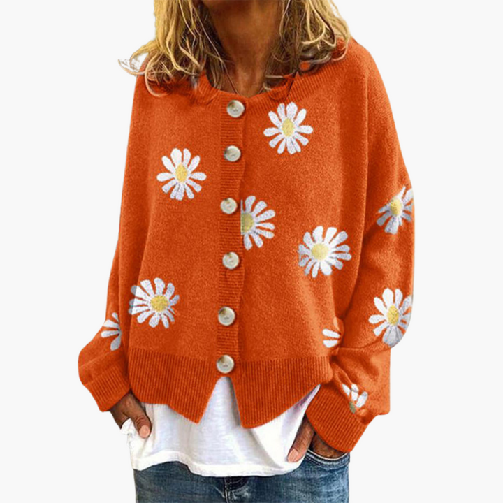 Cardigan pour femmes avec fermeture à boutons et motif floral