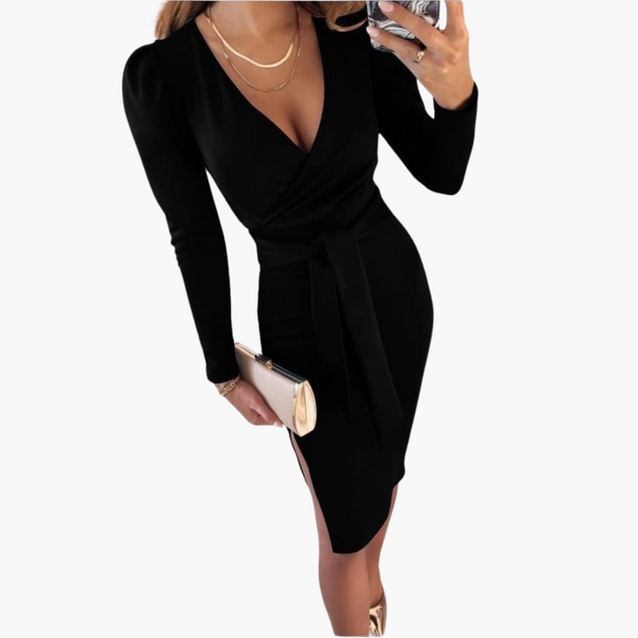 Robe midi à décolleté en V pour femmes – Robe d'été à bretelles nouées