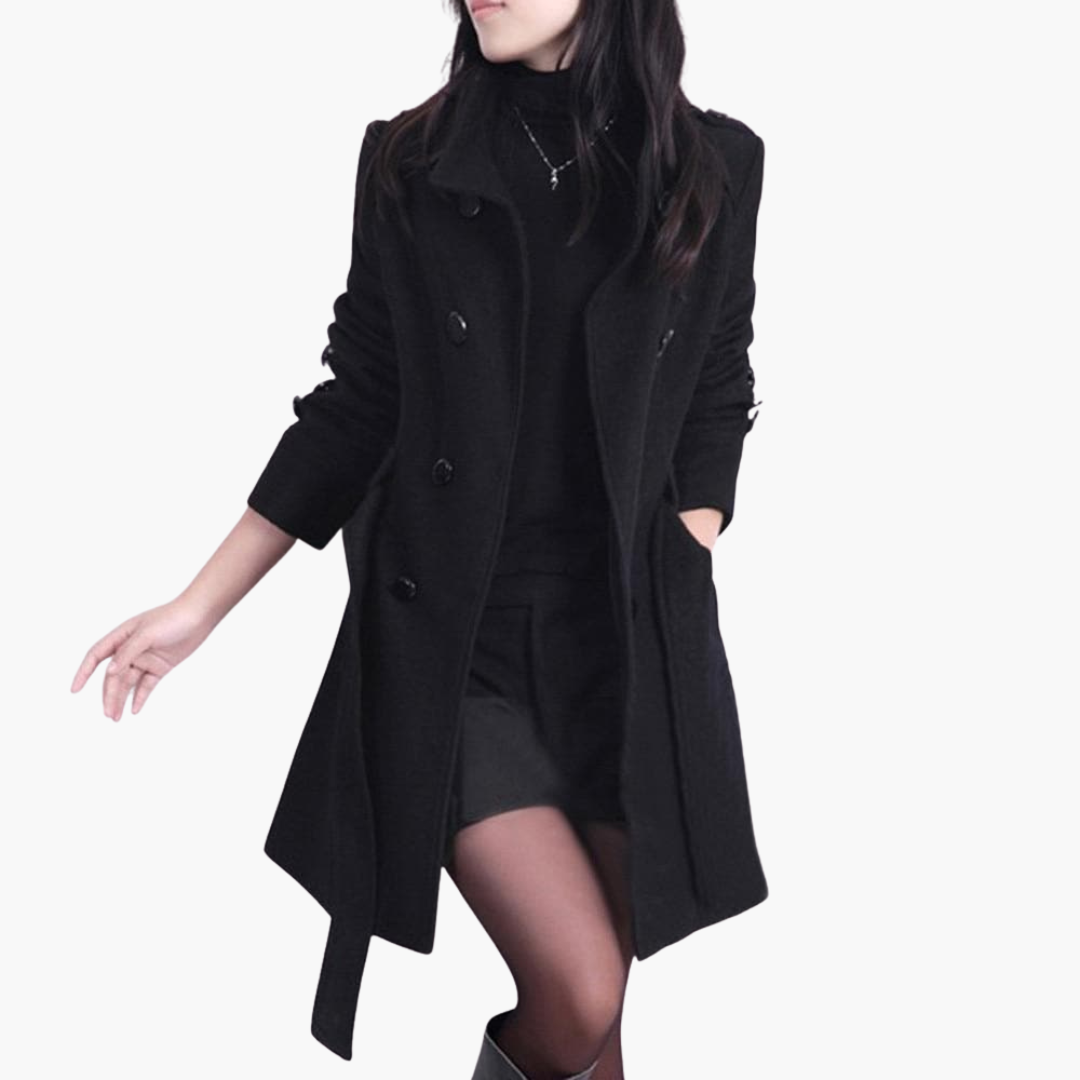 Trench-coat pour femmes avec ceinture et double boutons