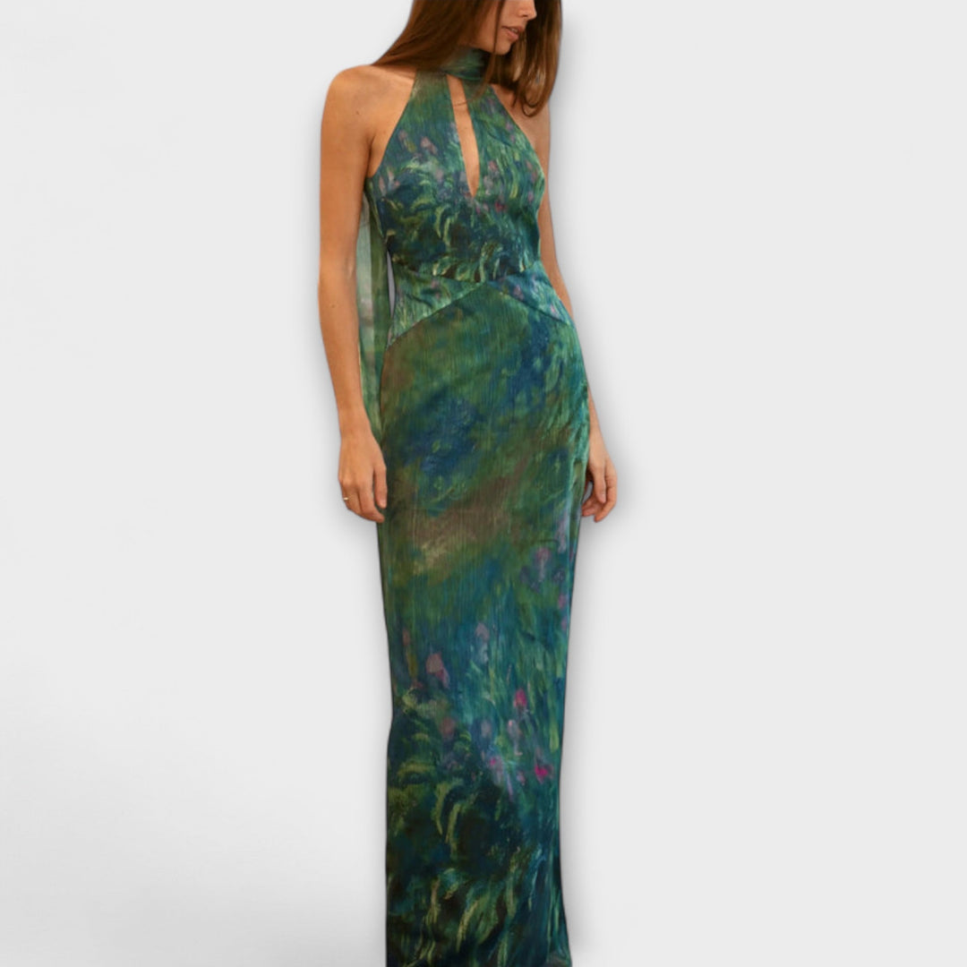 Maisie - Robe maxi imprimée Monet Iris