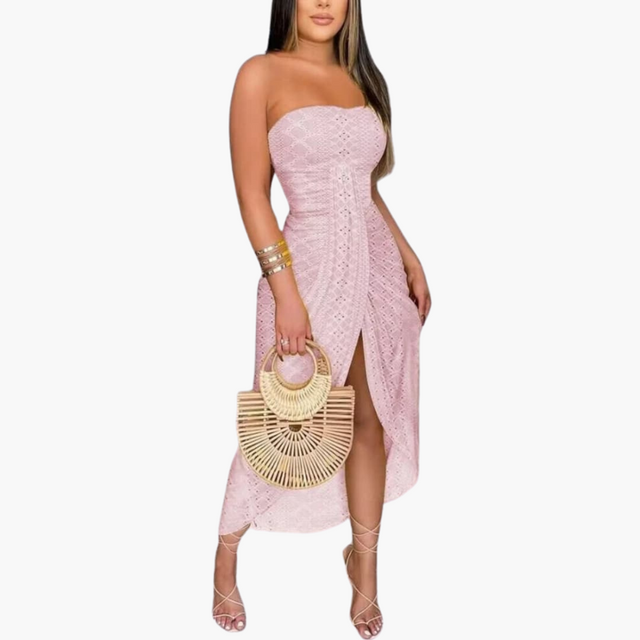 Robe midi brodée pour femmes – Robe d'été élégante