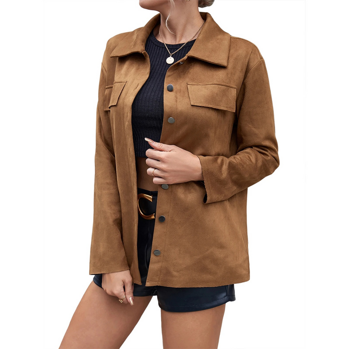 Veste en cuir élégante, stylée et sur mesure avec boutons pour femmes