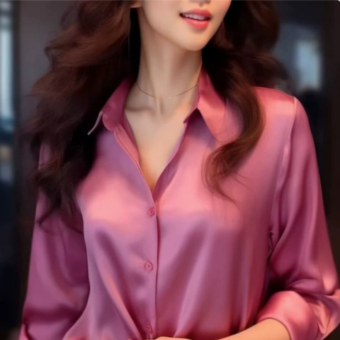 Chemisier en satin élégant pour femmes | Manches longues