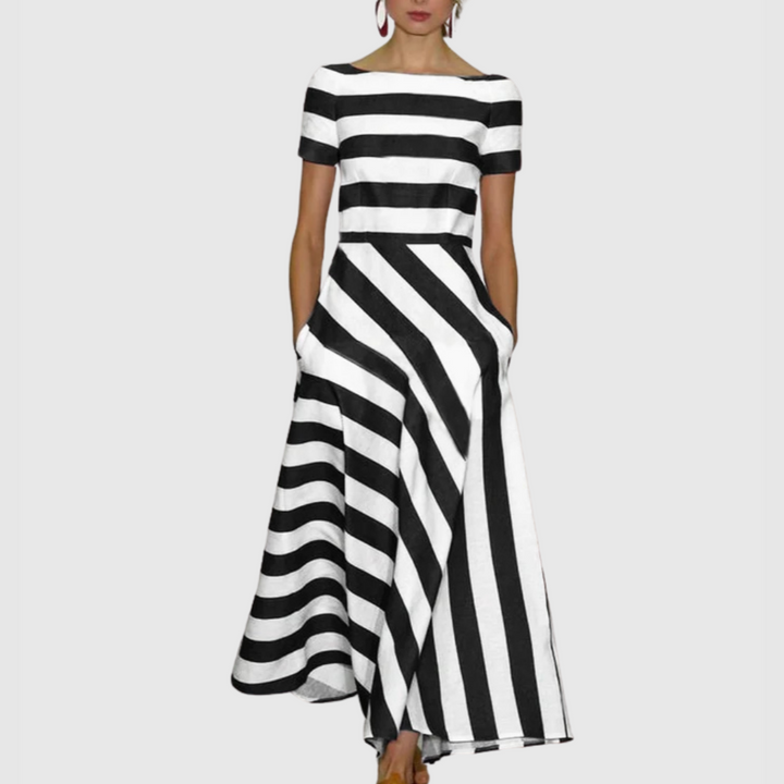 Vonda - Robe maxi sans épaules à rayures Madeline