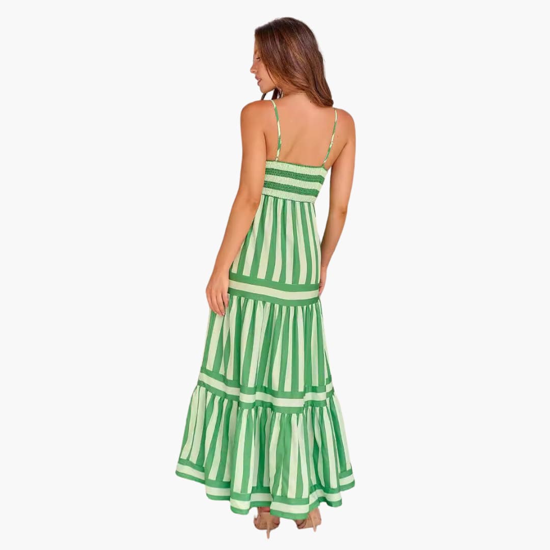 Robe Maxi Femme - Robe d'été rayée avec bretelles