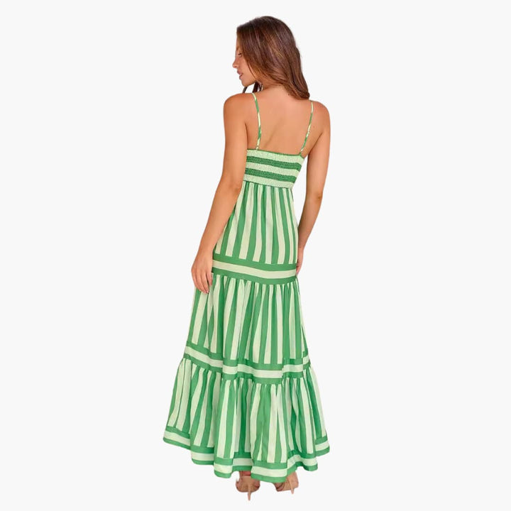 Robe Maxi Femme - Robe d'été rayée avec bretelles