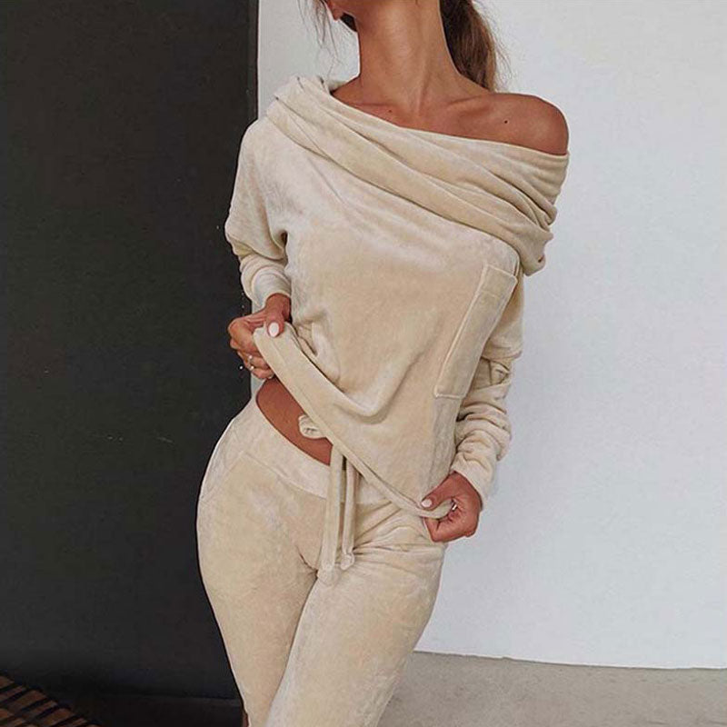 T-shirt à manches longues doux et pantalon pour femmes
