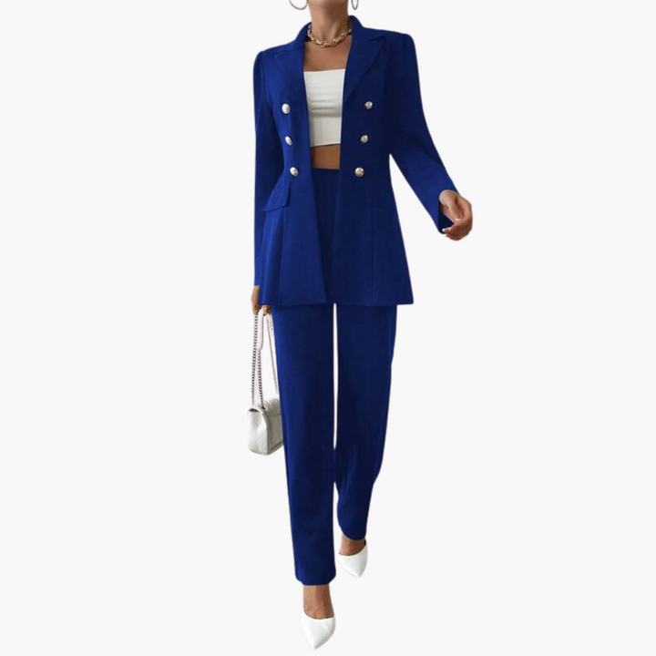 Costume deux pièces avec blazer pour femmes et pantalons droits