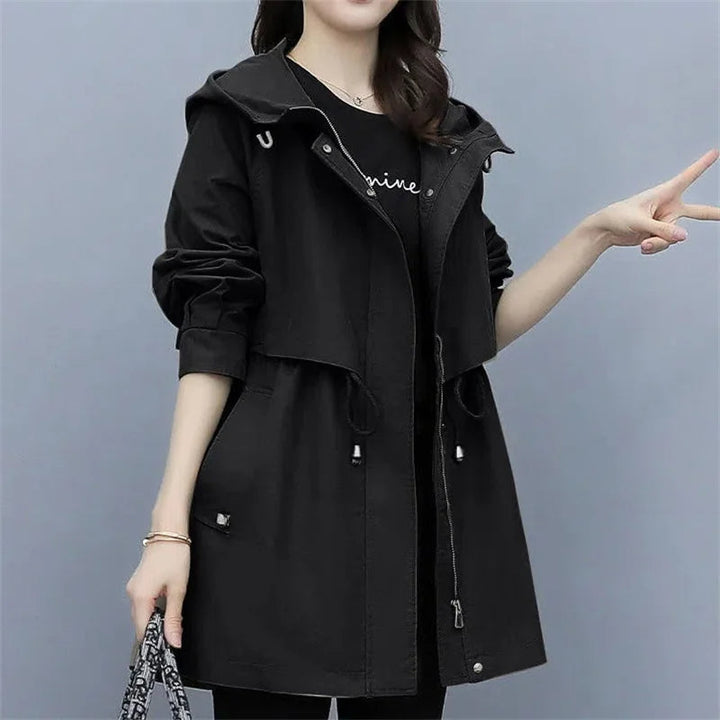 Trench-coat Femme | Saison de Transition Avec Coupe Moyenne Et Capuche