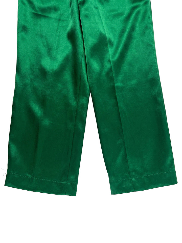 Chemisier boutonné volanté à taille élastique, taille haute, à empiècements, à col revers, couleur contrastée