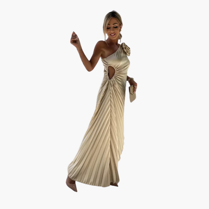 Robe midi romantique pour femmes – Appliques florales 3D