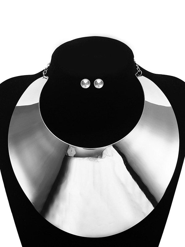 Ensemble trois pièces géométrique – collier + boucles d'oreilles + bracelet