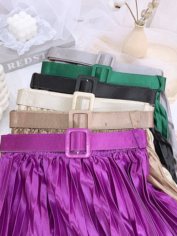 Jupe ample plissée couleur unie