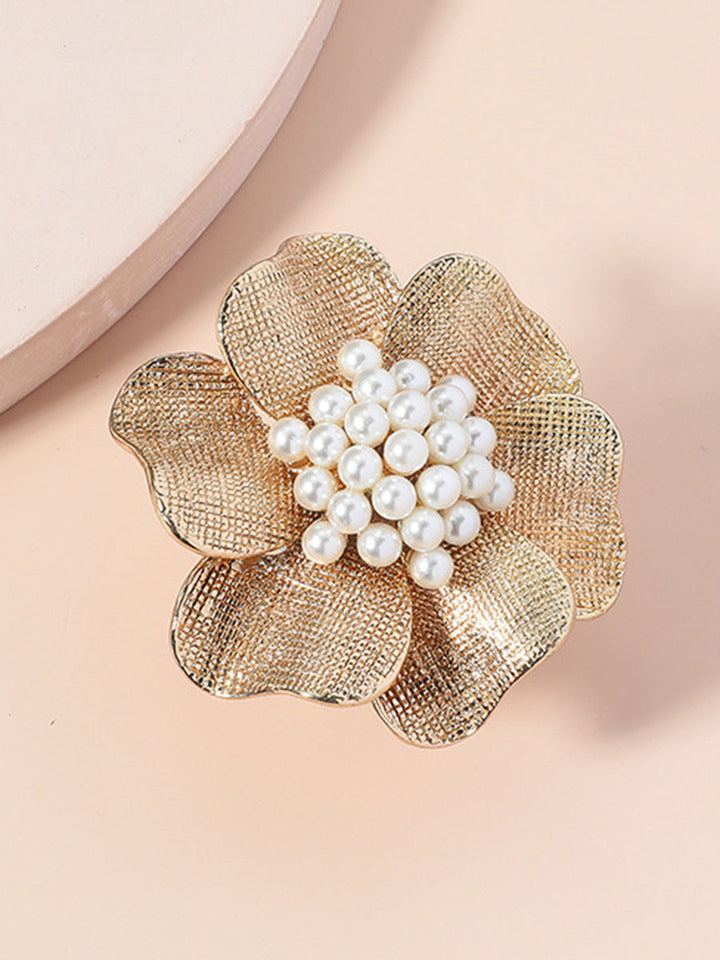 Bague réglable brillante en forme de fleur