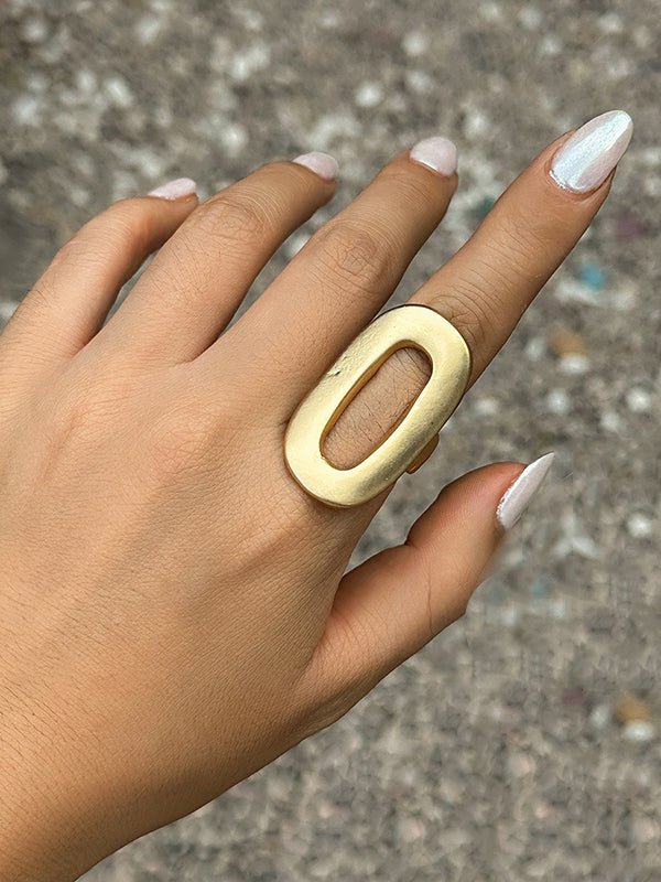 Bague réglable géométrique ajourée couleur unie