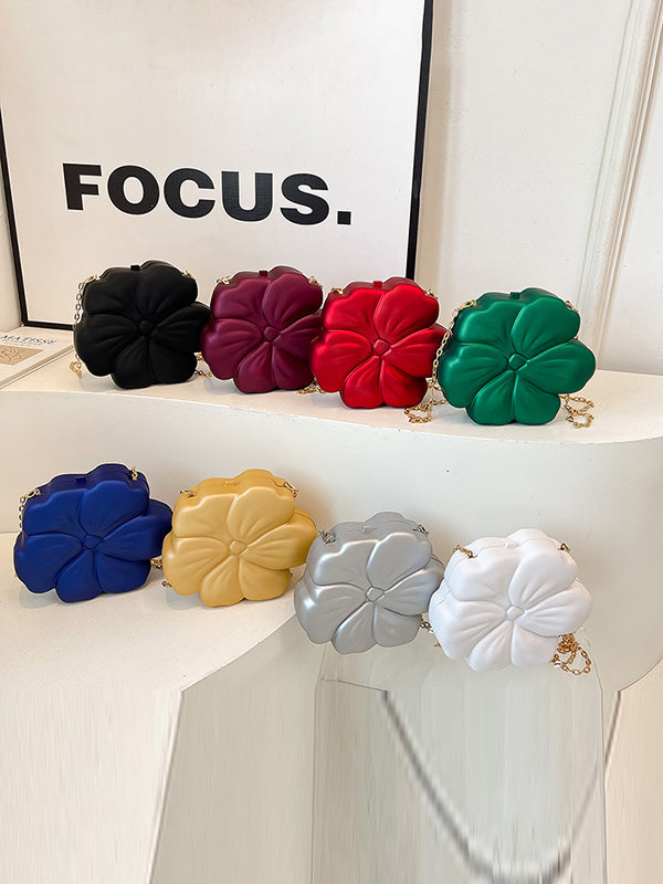 Sac bandoulière brillant à chaîne, en forme de fleur